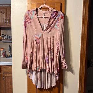 Free People floral long blouse!